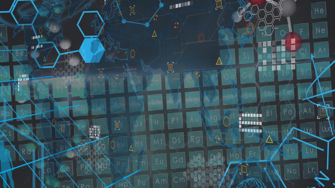 animación del procesamiento de datos sobre el mapa del mundo