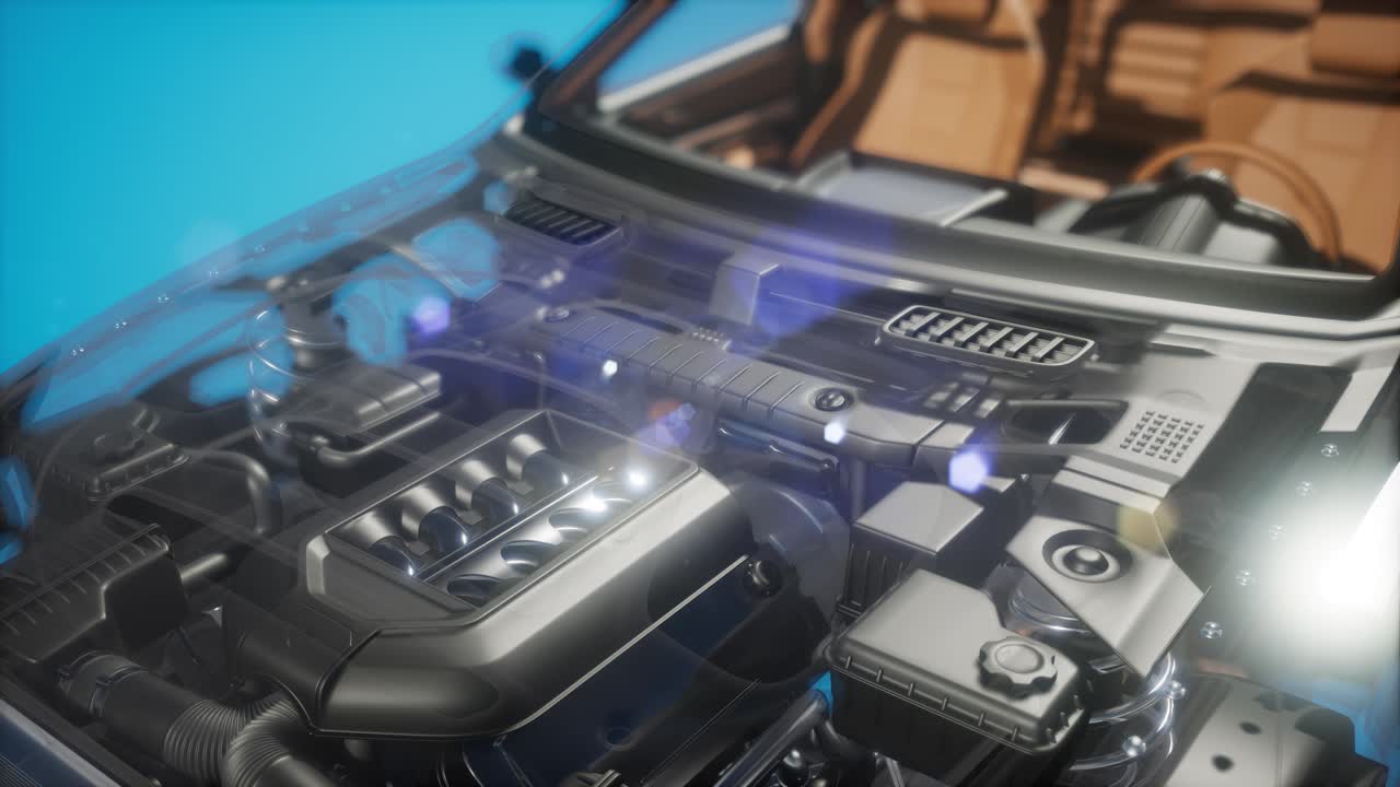 motor y otras partes visibles en el coche