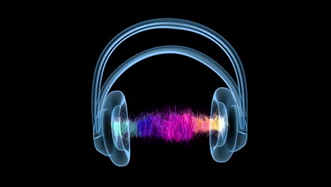 hologram of headphones with colorful sound wave.