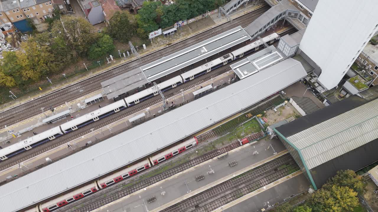 Aerial View of a Busy Train Station in London