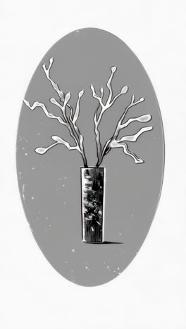 abstract white branches in a vase illustration