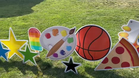 lawn letters, colorful yard signs