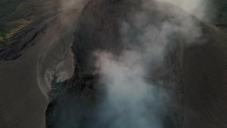 aerial view of volcanic eruption