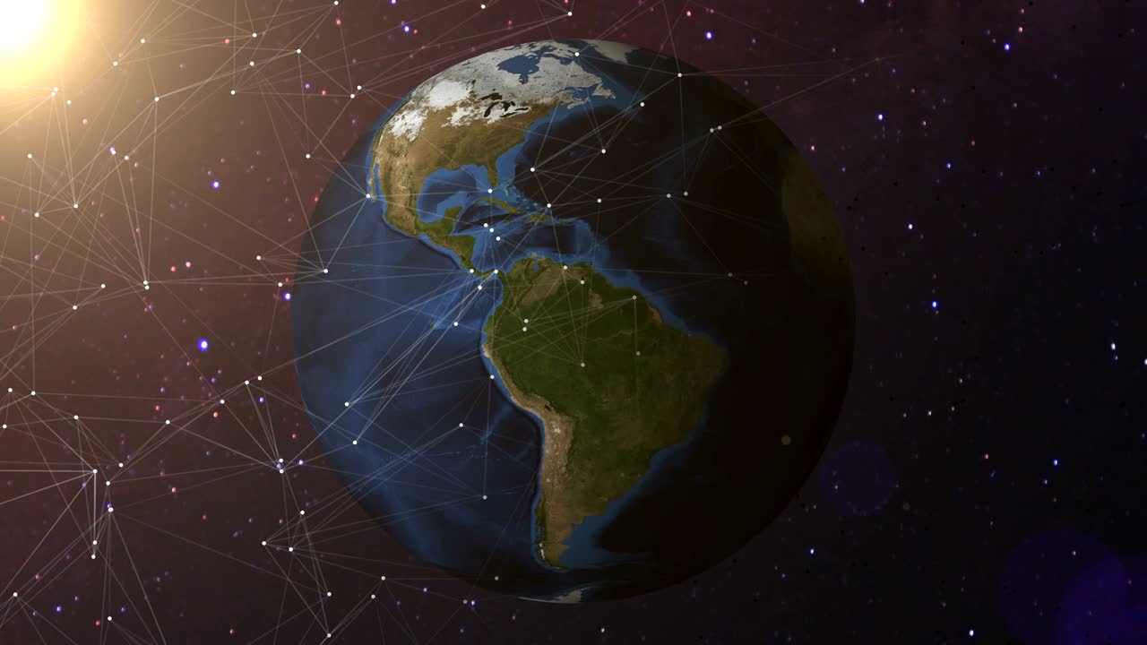 concepto de red global. mapa de textura cortesía de la nasa