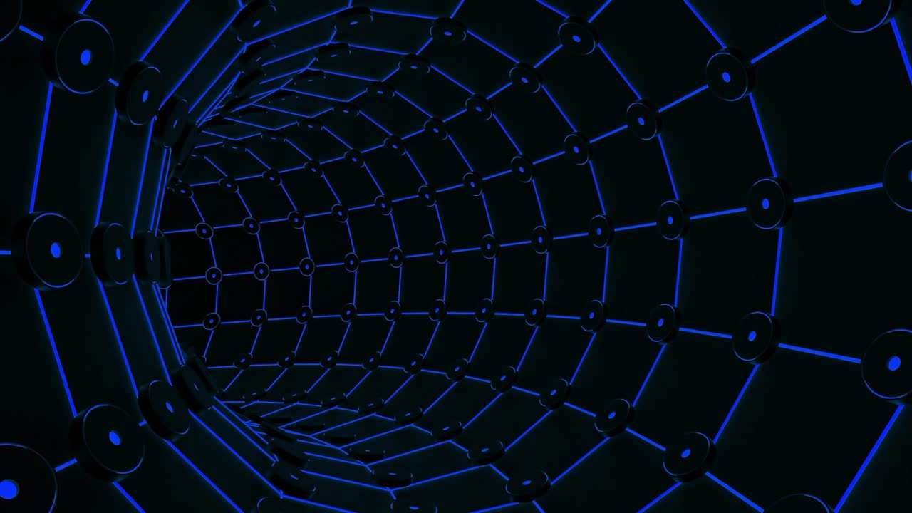 Abstract Blue Neon Tunnel