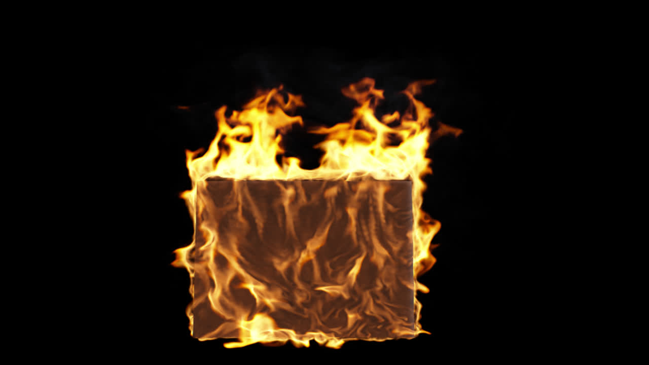 불타는 카드보드 상자