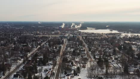 aerial panorama of stevens point in wisconsin, small town in united states