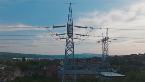 power lines over a suburban landscape