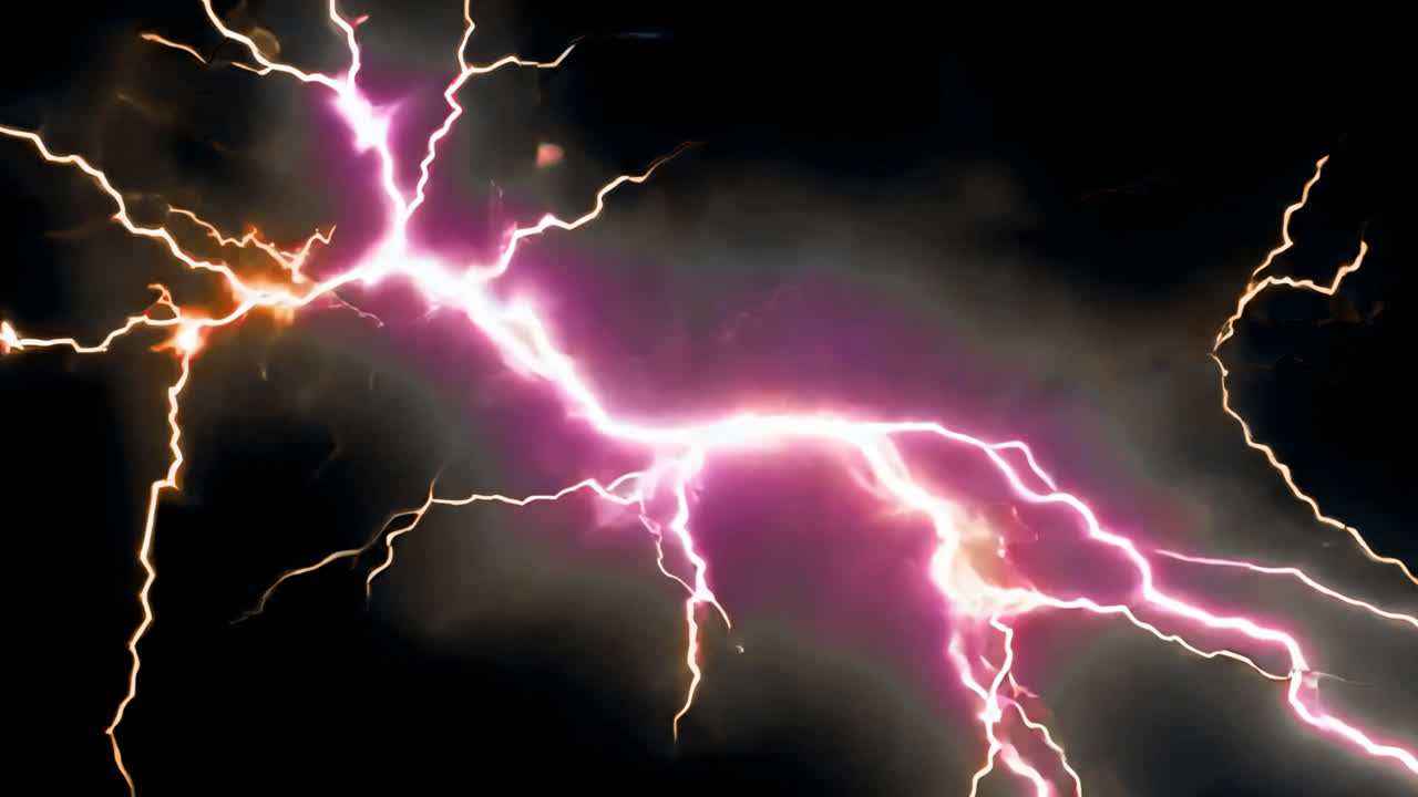 Strong thunder lightning animated overlay, transparent 4K video, alpha channel, ProRes 4444
