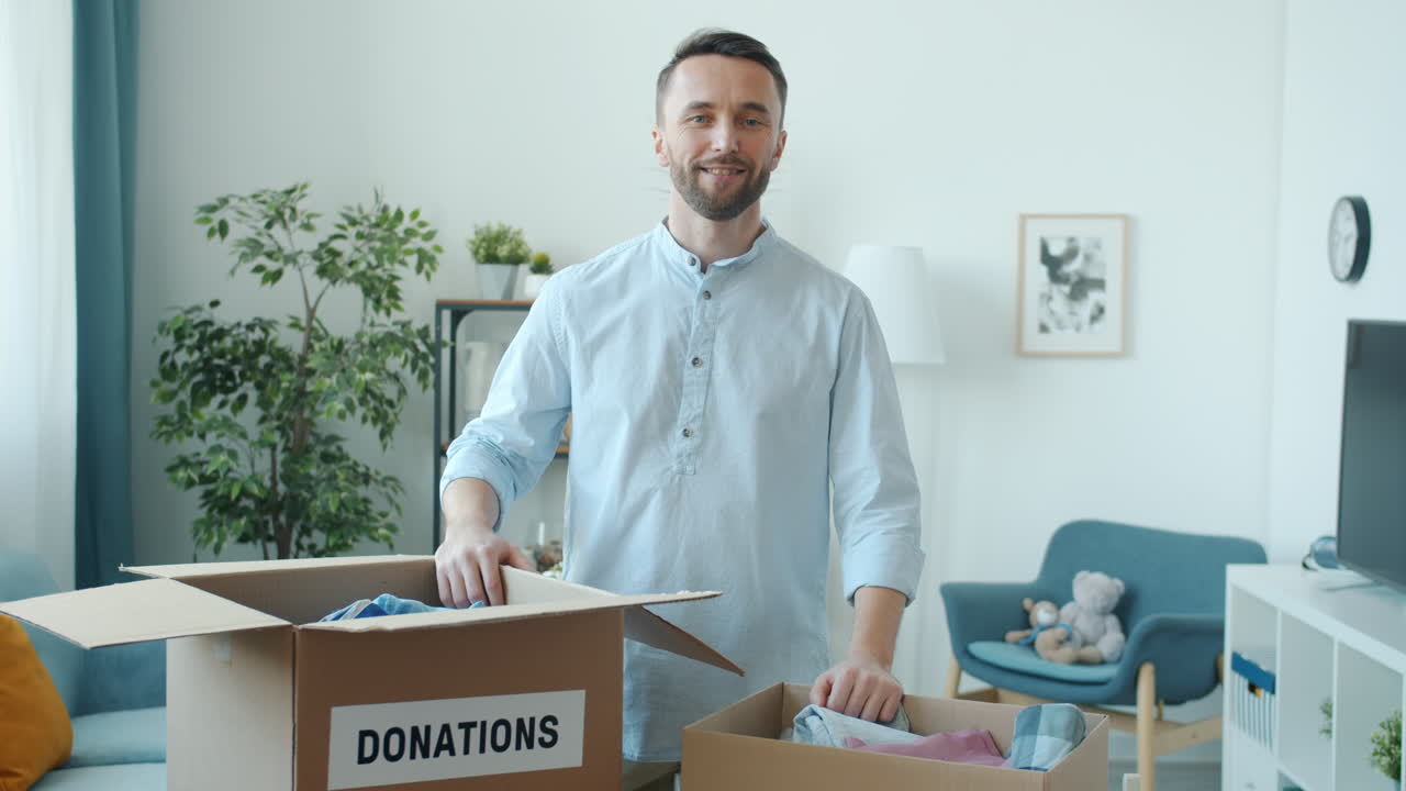 Man Donating Clothes
