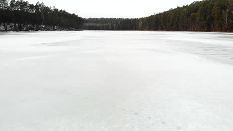 Ground-fly-over-ice-lake