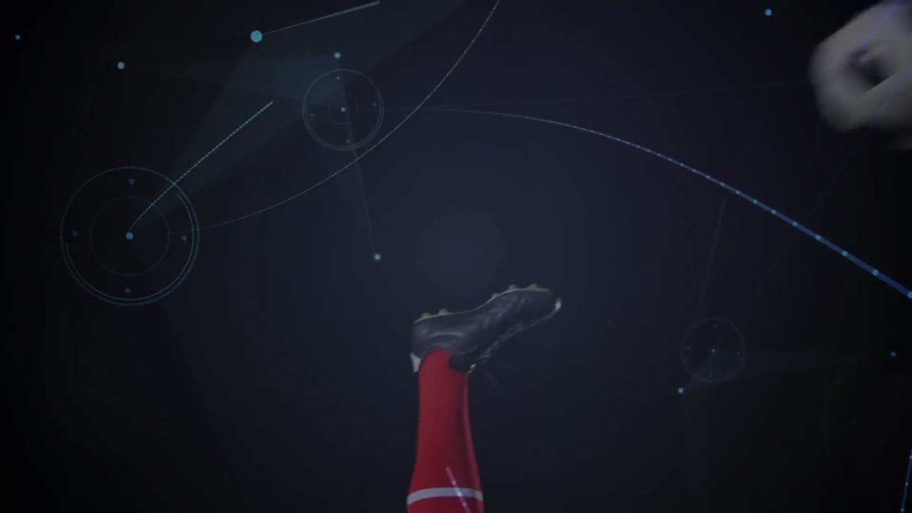 animación de redes de conexiones sobre el jugador de fútbol