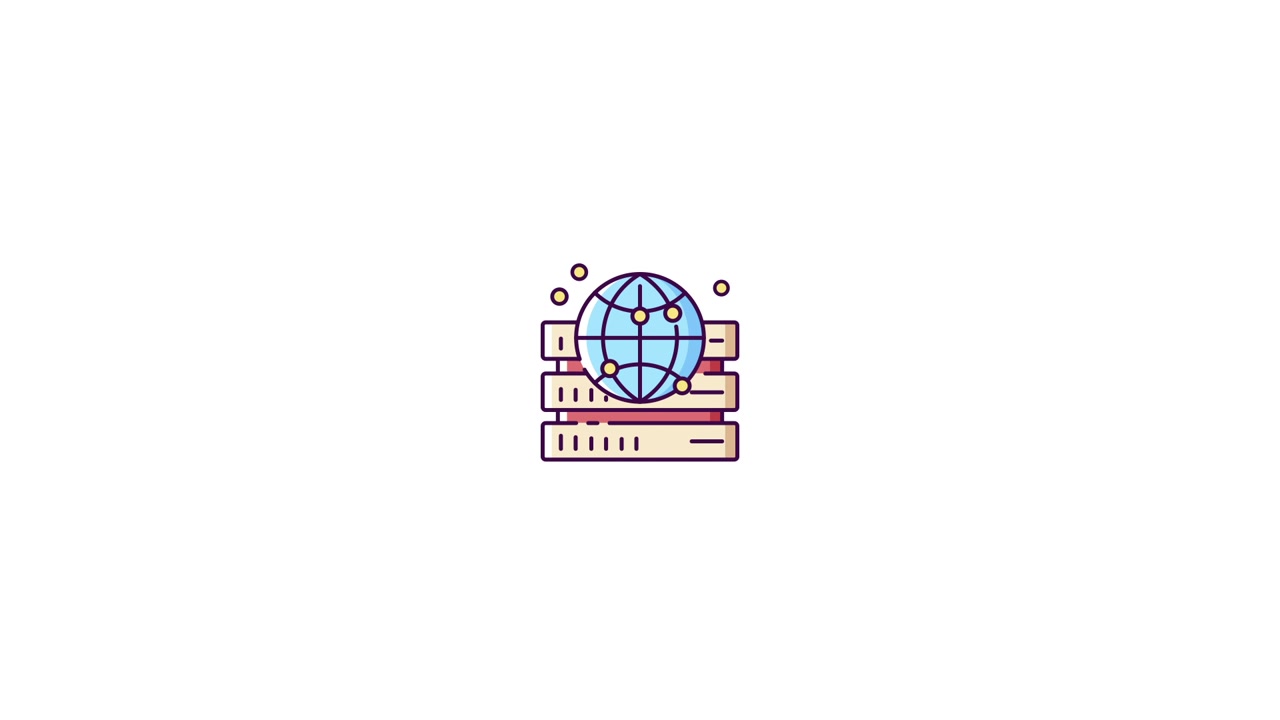 Icona Animata di Rete Globale e Infrastruttura Server