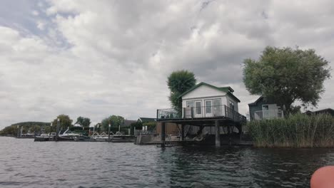 cabin house on stilts in the maas national park de biesbosch