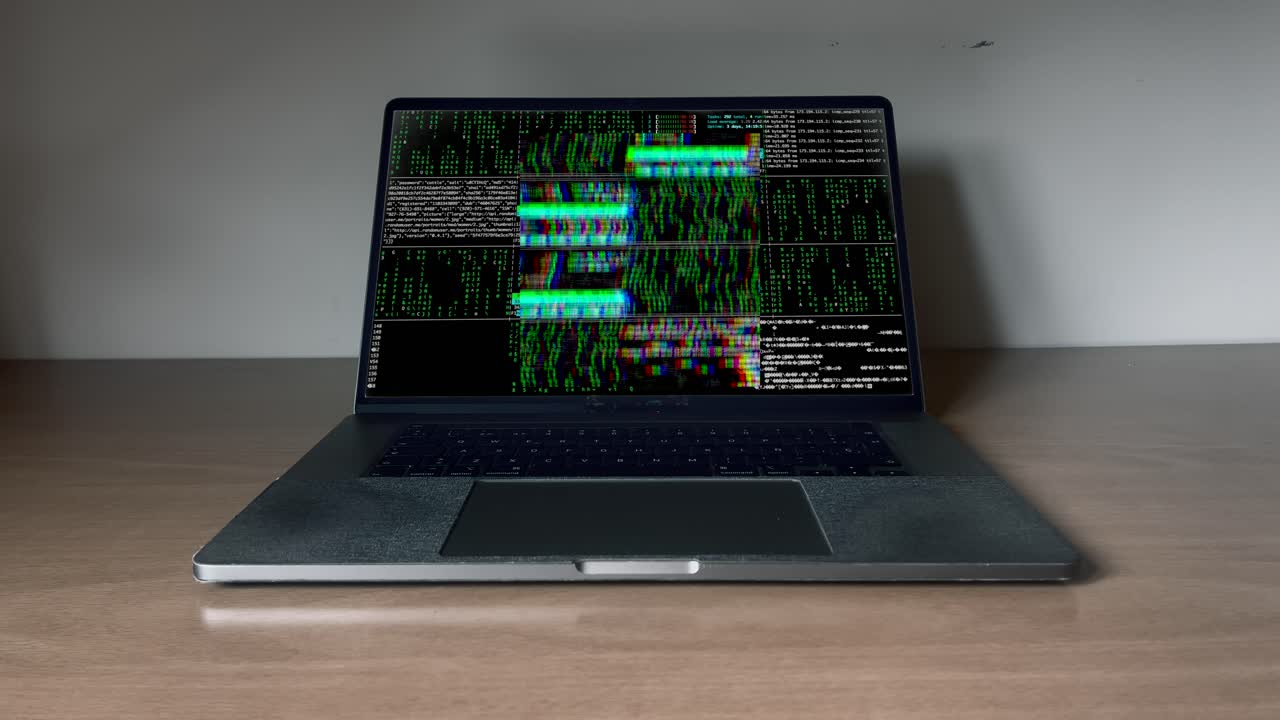 Laptop med kod på skärmen