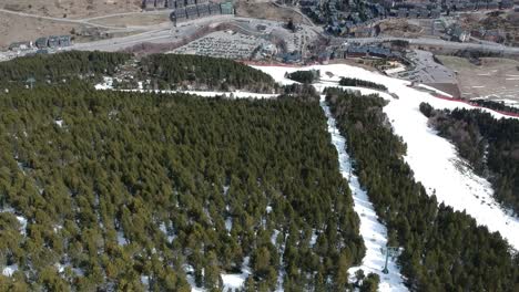 Aerial-views-of-ski-stations,-different-landscapes-and-viewers-in-Andorra-during-the-covid-times