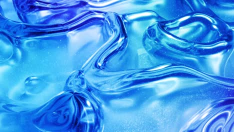 looped abstract liquid background with wavy sparkling pattern on shiny glossy surface. viscous blue fluid like surface of foil or brilliant glass. beautiful creative festive backdrop. simple bright bg