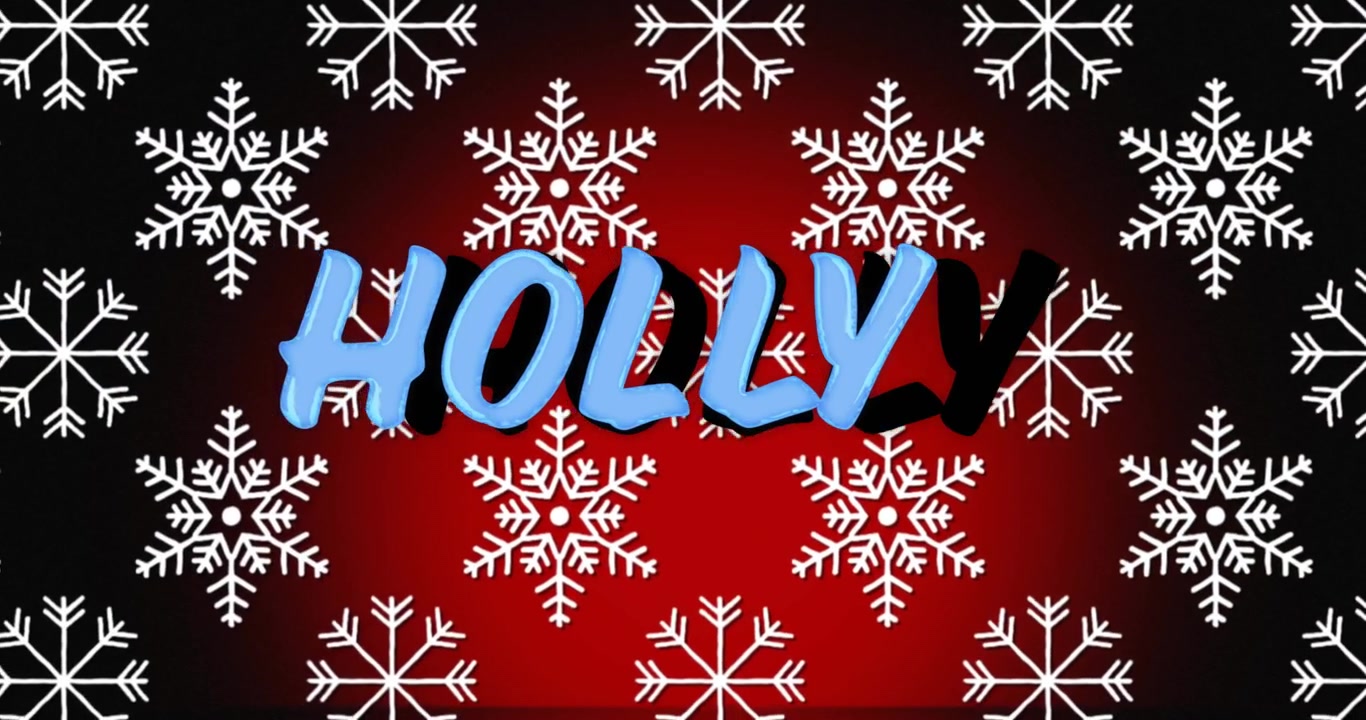 Animasjon av 'holly'-tekst over fallende snø