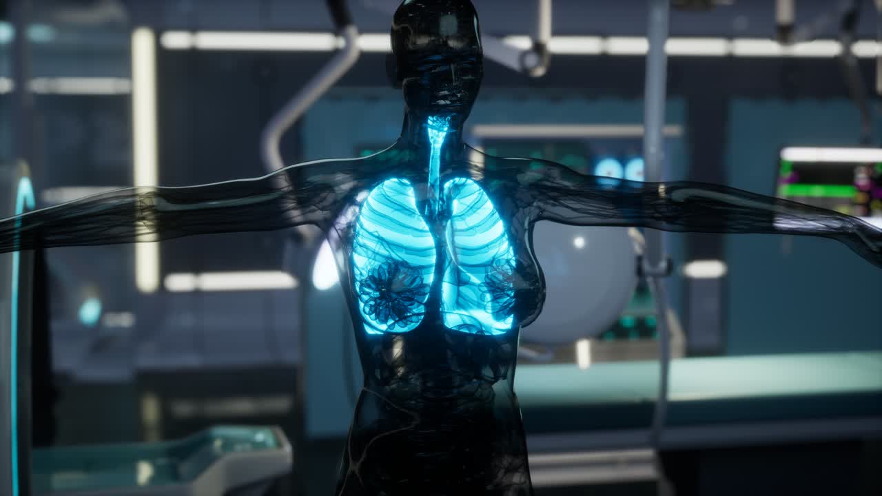 examen radiológico de pulmones humanos en laboratorio