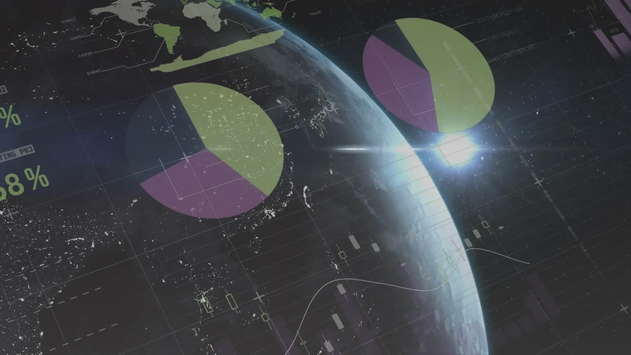 animación de las estadísticas y el procesamiento de datos en todo el mundo