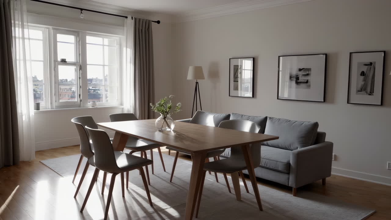 Modern Apartment Living Room with City View