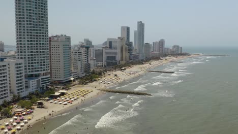 aerial timelapse of waves crashing on beaches in cartagena, colombia