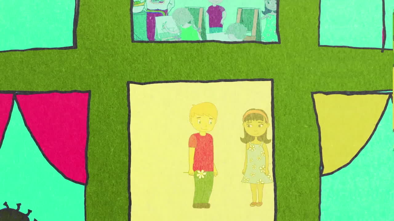 소년이 소녀에게 꽃을 선물하는 것