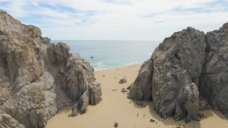 aerial: beautiful cabo san lucas beach, popular mexico tourist destination