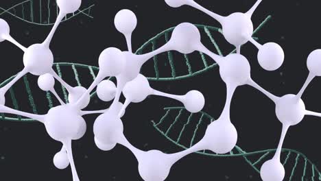 animación de la cadena de adn sobre las moléculas