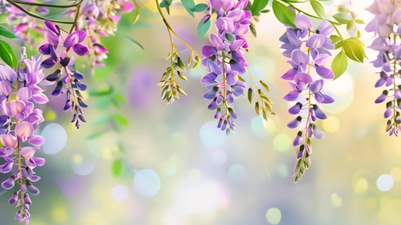 Beautiful Purple Wisteria Flowers with Bokeh Background