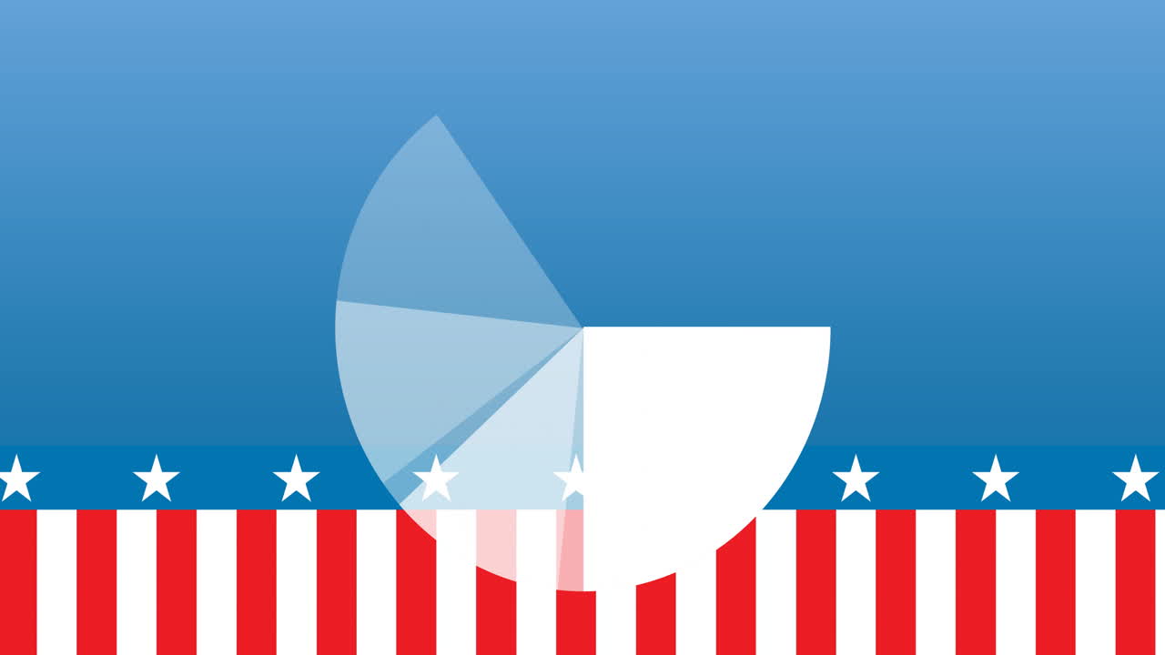 별과 줄무 패턴 위의 애니메이션 파이 차트