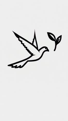 line art of a dove and leaves, symbolizing peace