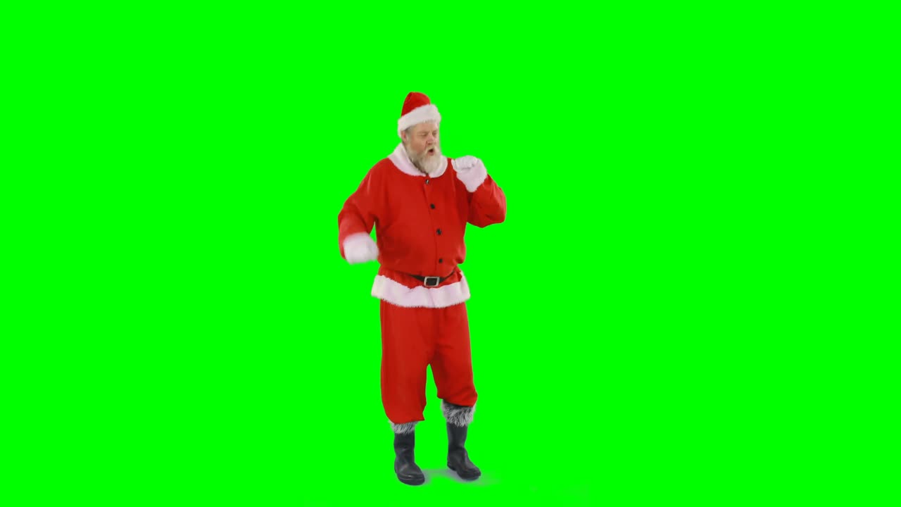 Babbo Natale che balla su sfondo verde