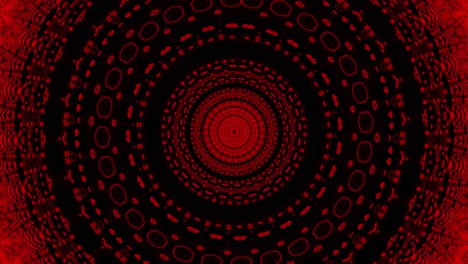 Pink and red dots and lines linked together in a fractal kaleidoscope with seamless concentric pulsing loop