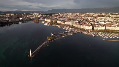 Magnífico-Panorama-Aéreo-De-Ginebra,-Suiza