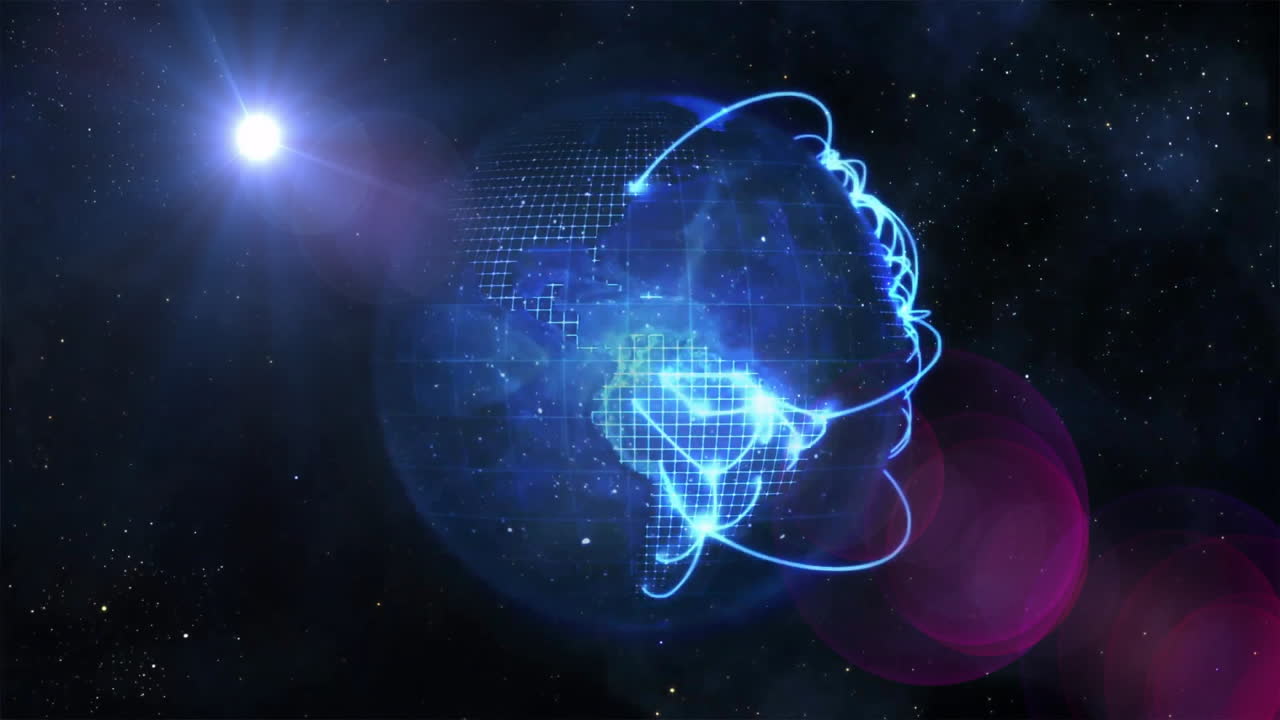 glowing globo digital y conexiones de red animación sobre el fondo del espacio