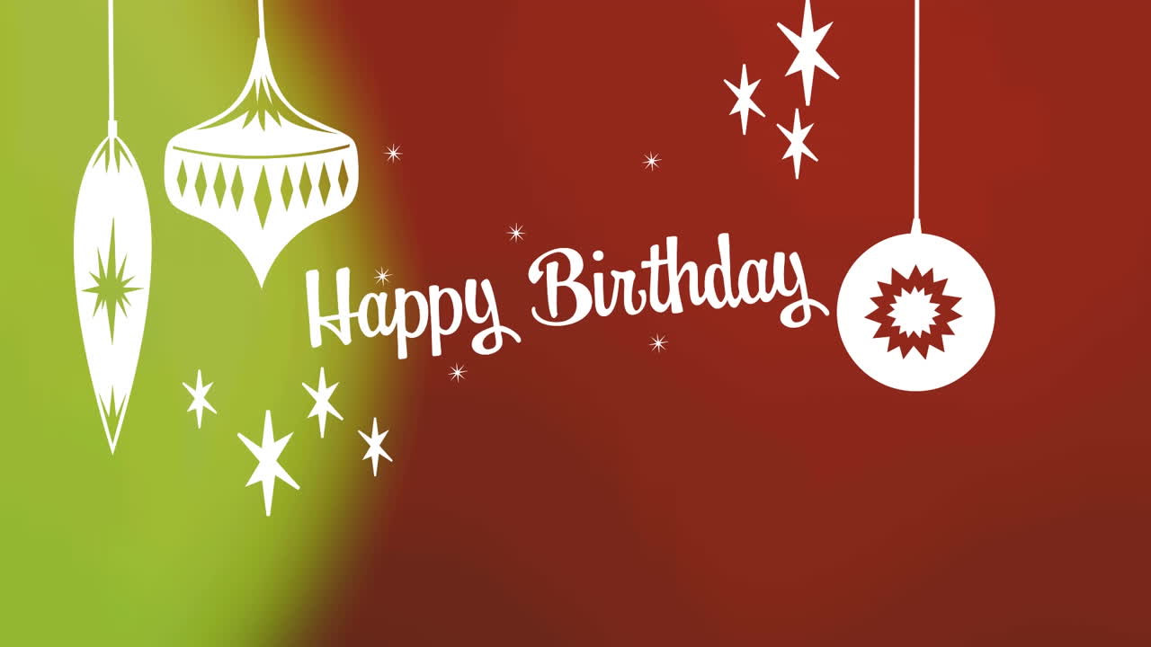 animación de felicitaciones navideñas y bolas sobre decoraciones navideñas