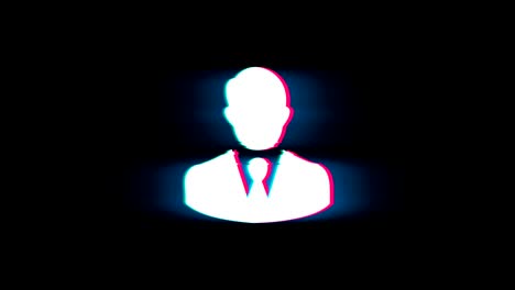 businessman job manager head symbol on glitch retro vintage animation.