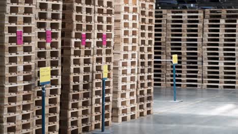 pallets stacked in warehouse