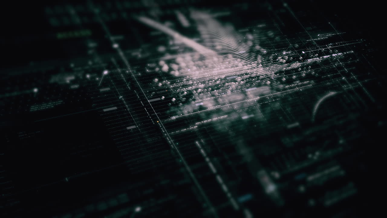 Advanced data matrix simulation UI with cutting-edge digital environment with a dynamic and immersive display of interconnected data matrix information networks systems background