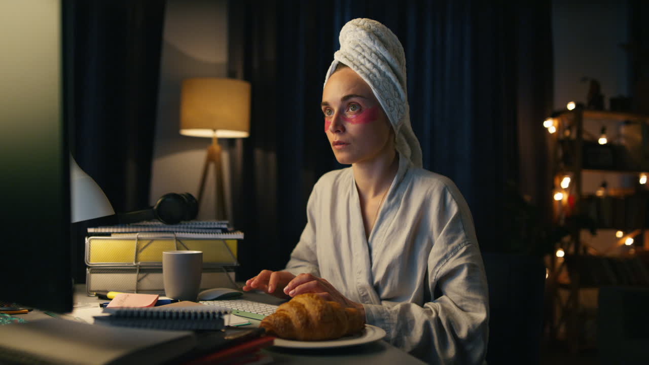 una mujer creativa enviando mensajes de texto en la computadora de casa. una chica independiente respondiendo correos electrónicos.