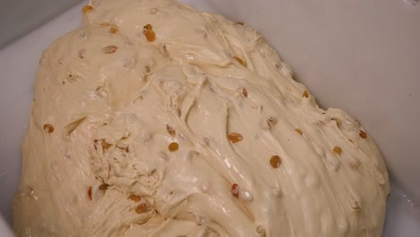 preparing raisin bread dough