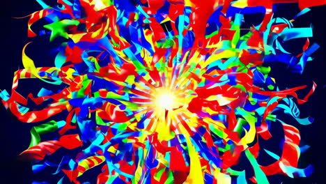 vibrant abstract streamer explosion with bright light burst