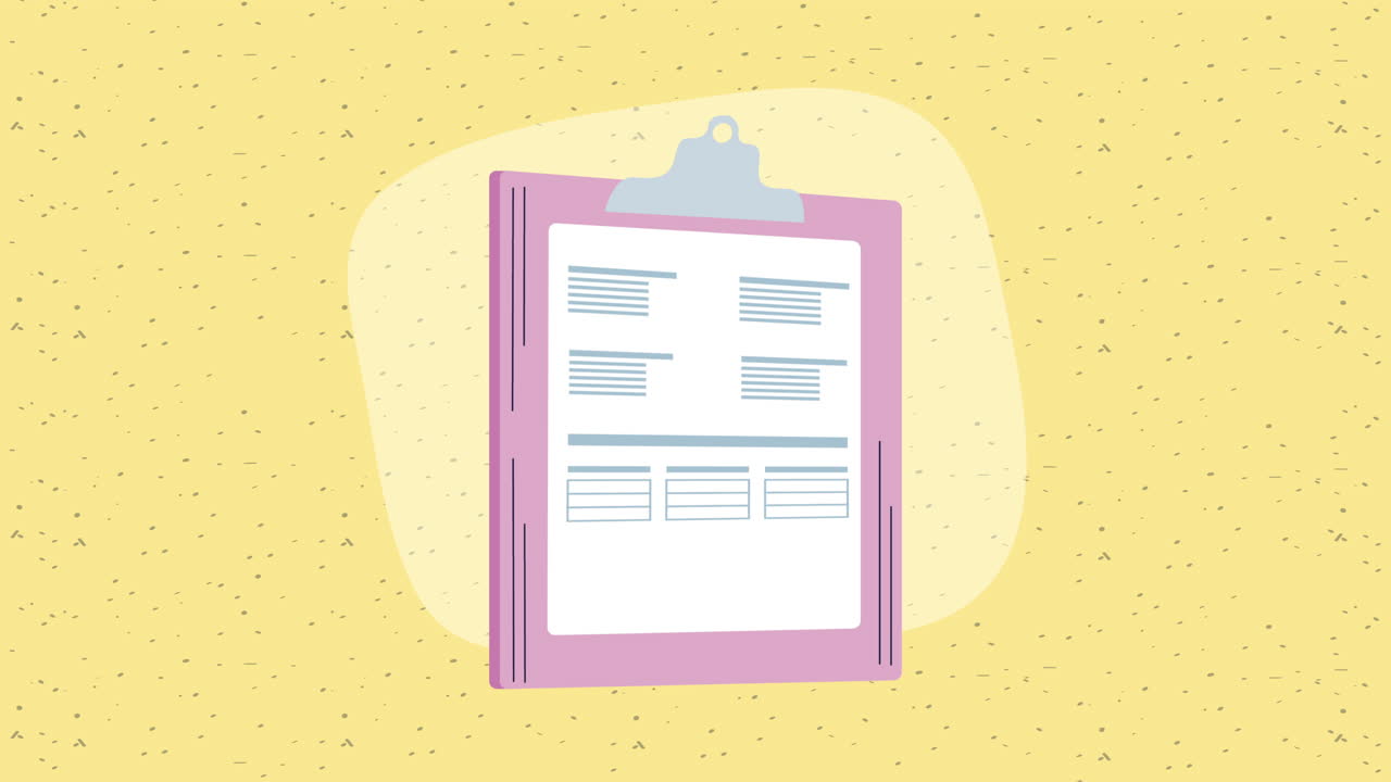 cartón de recortes con animación de documentos en papel