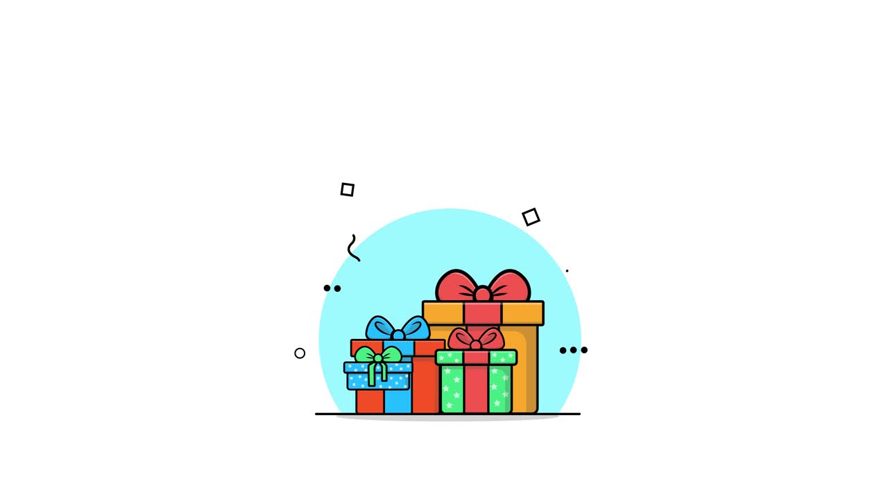 Apparizione e impilamento di scatole regalo animate
