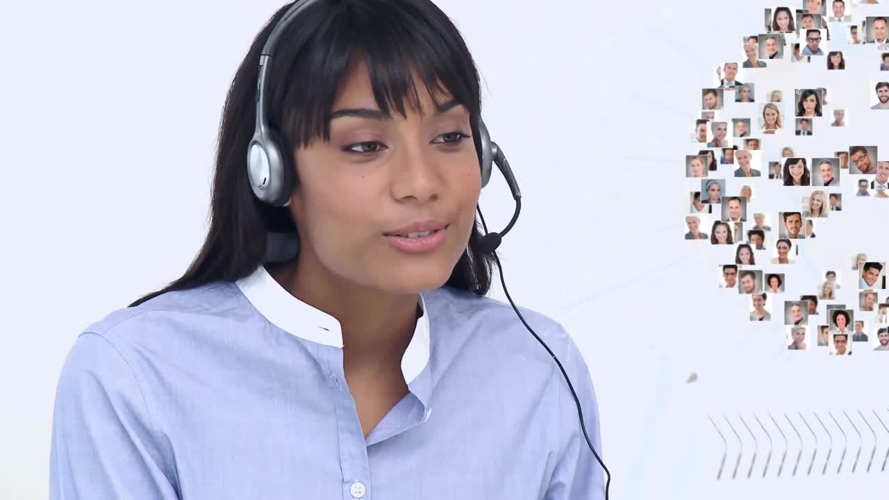 Call centre agent talking to multiple clients