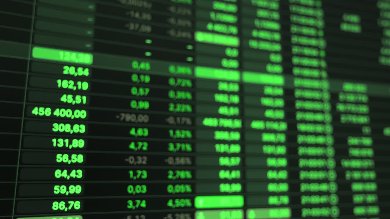 quotazioni di criptovaluta, forex o borsa - sfondo del consiglio di borsa