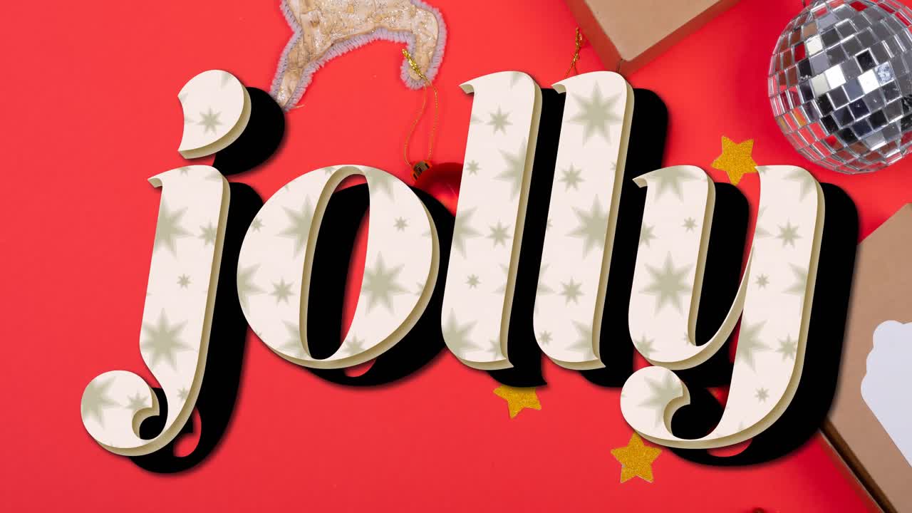 ⁇ 은 배경에 크리스마스 장식 위에 즐거운 텍스트의 비디오