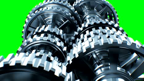 beautiful working abstract isolated gearbox seamless. looped 3d animation alpha matte. abstract working process. teamwork business and technology concept.