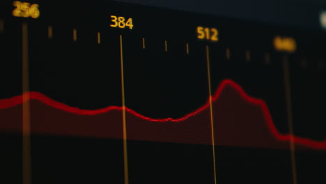 red signal moving in histogram rgb on computer screen